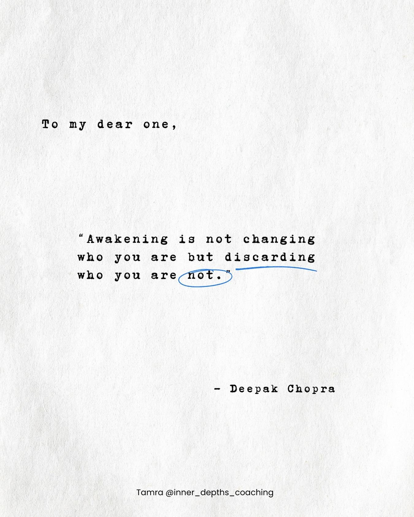 &ldquo;Awakening is not changing who you are but discarding who you are not.&rdquo; - Deepak Chopra

Plot twist: You&rsquo;re not broken and don&rsquo;t need fixing 🤯

When we think about personal growth, we usually focus on all the &ldquo;bad&rdquo