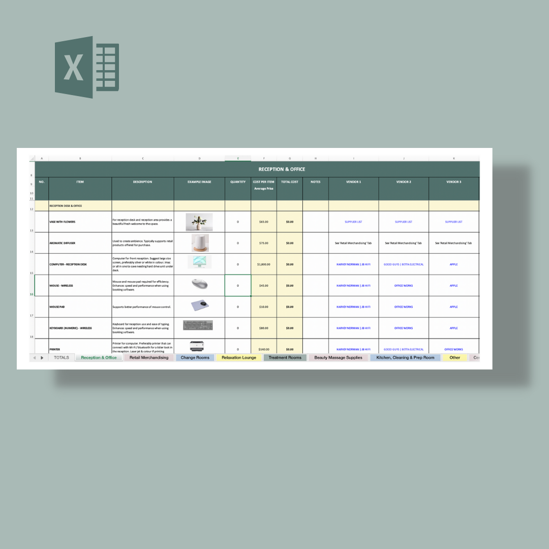 Spa Beauty Wellness INVENTORY LIST - COMPLETE SPA — The Wellness Makers