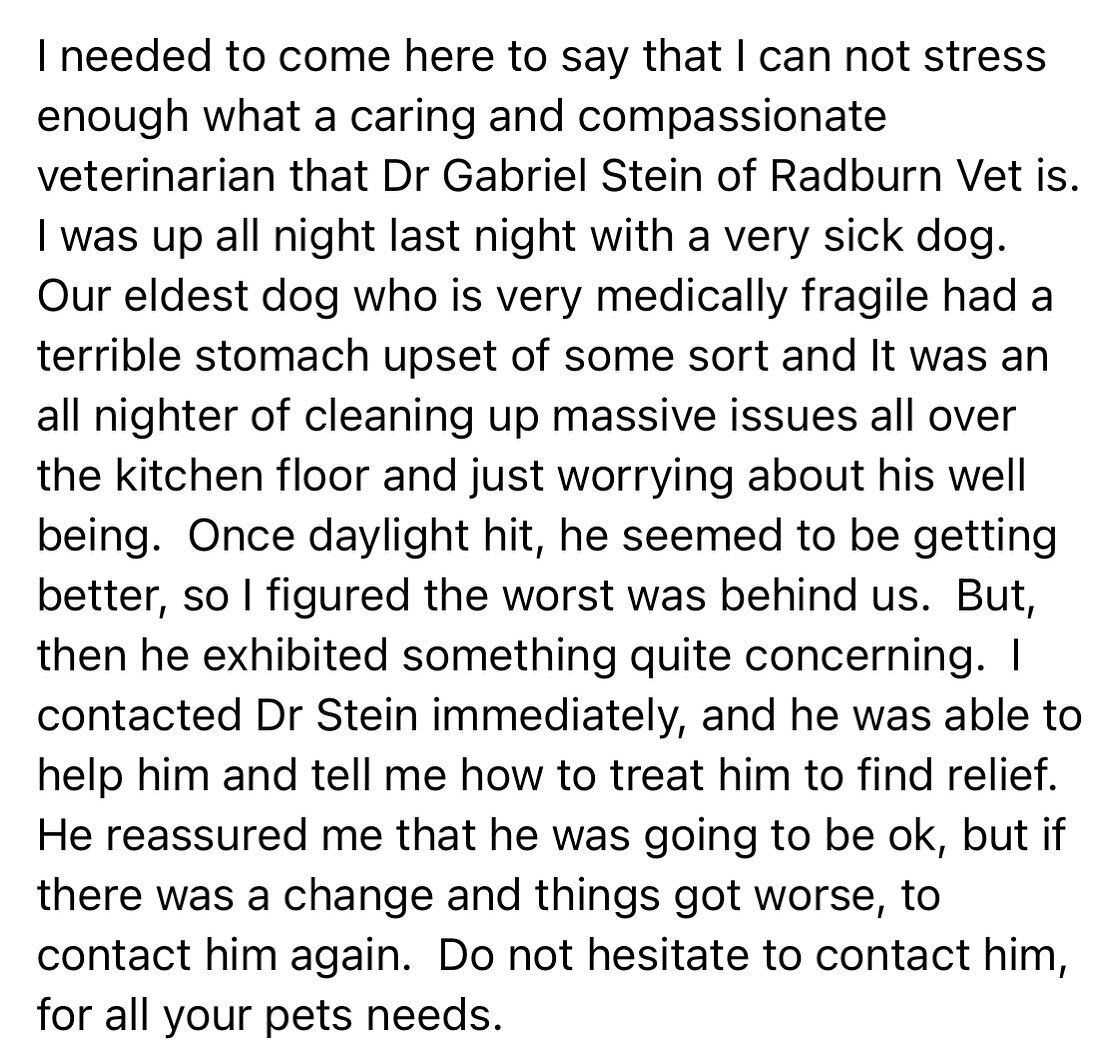 Thank you so much for taking the time out of your day to share this thoughtful review with our community. 

Being there for you and your furbaby means everything to Dr. Stein ❤️ @ginny_marie904  Your support helps to make this dream a reality. 
.
.
#