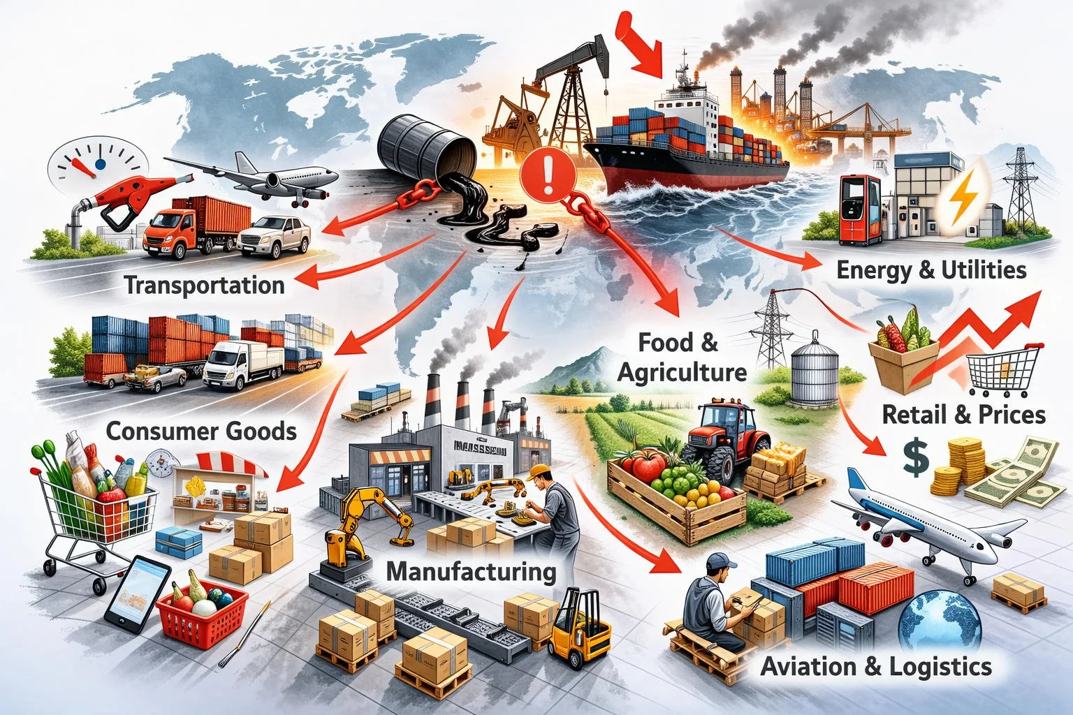 Which Industries Get Hit First by an Oil-and-Shipping Disruption