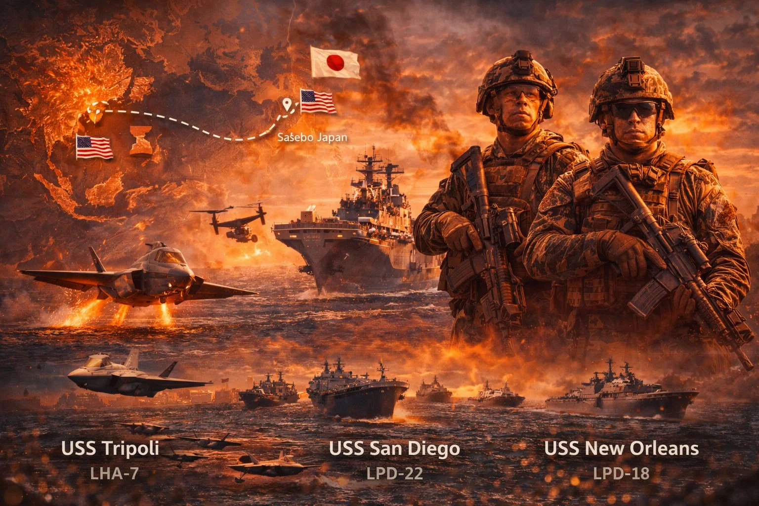 USS Tripoli and More Than 2,000 Marines Are Heading From Japan to the Middle East as the Iran War Widens