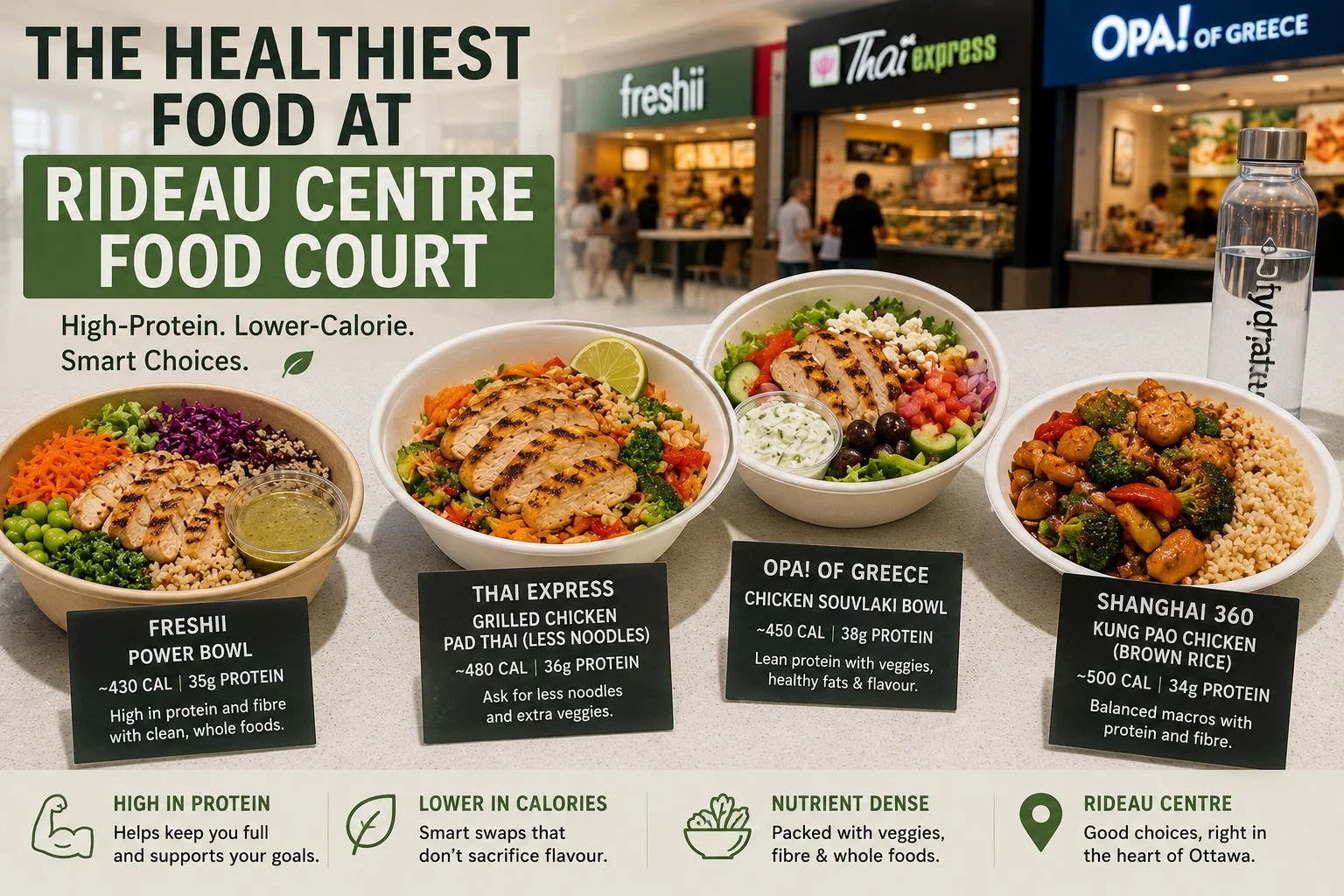 Healthiest Food at Rideau Centre Food Court: High-Protein Lower-Calorie Orders