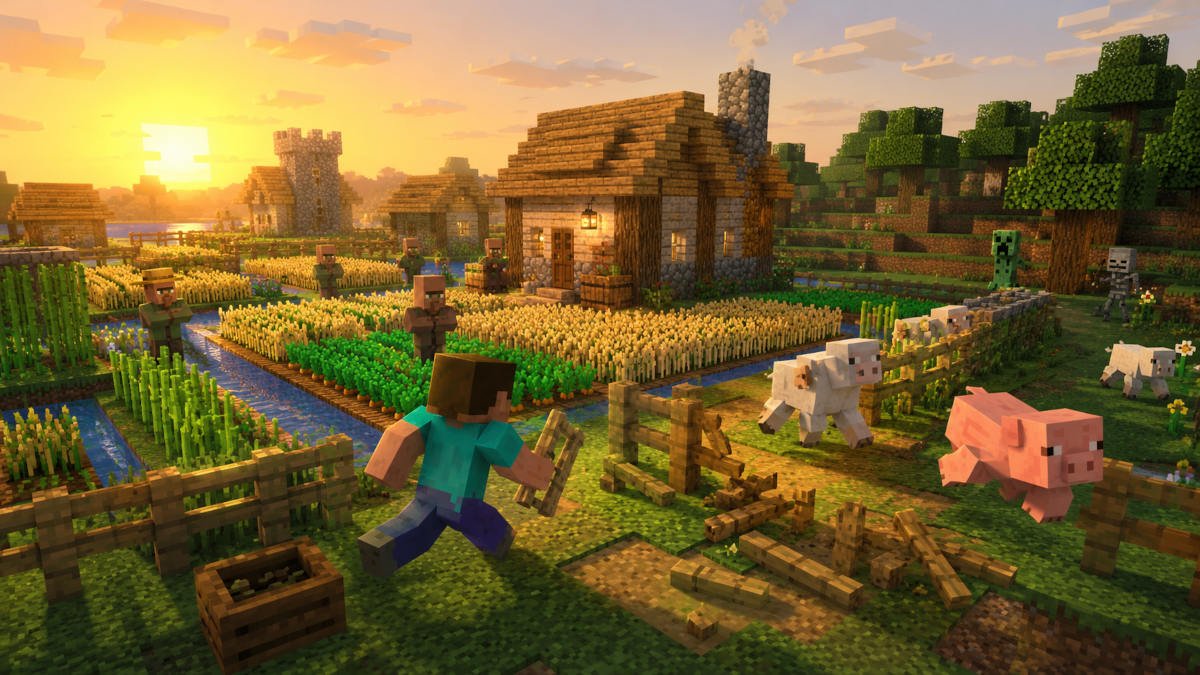 Minecraft Farming Proves Civilization Is Just Wheat, Water, Fences, and Mild Panic