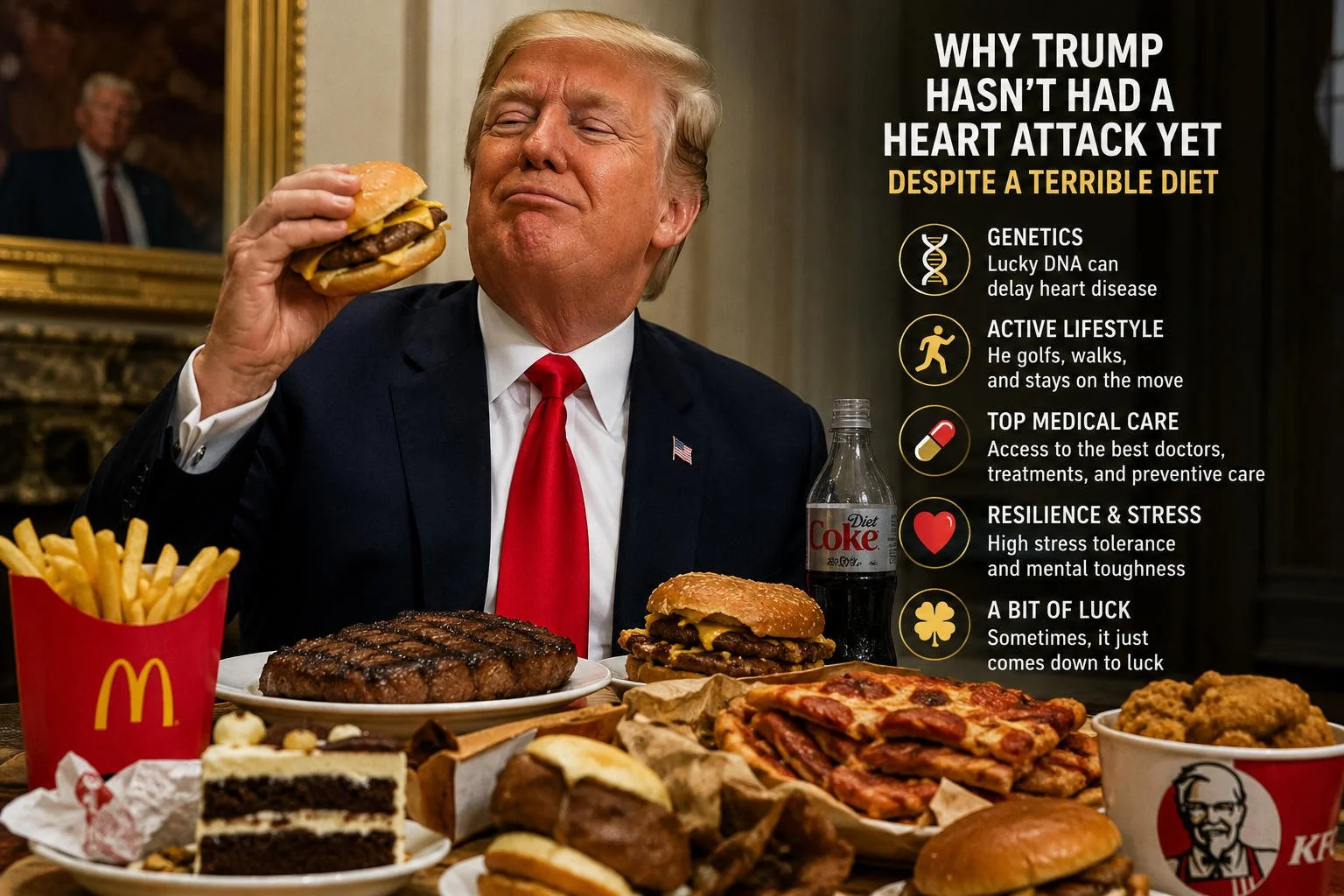 Why Donald Trump Hasn’t Died of a Heart Attack Yet Even Though His Diet Is Terrible