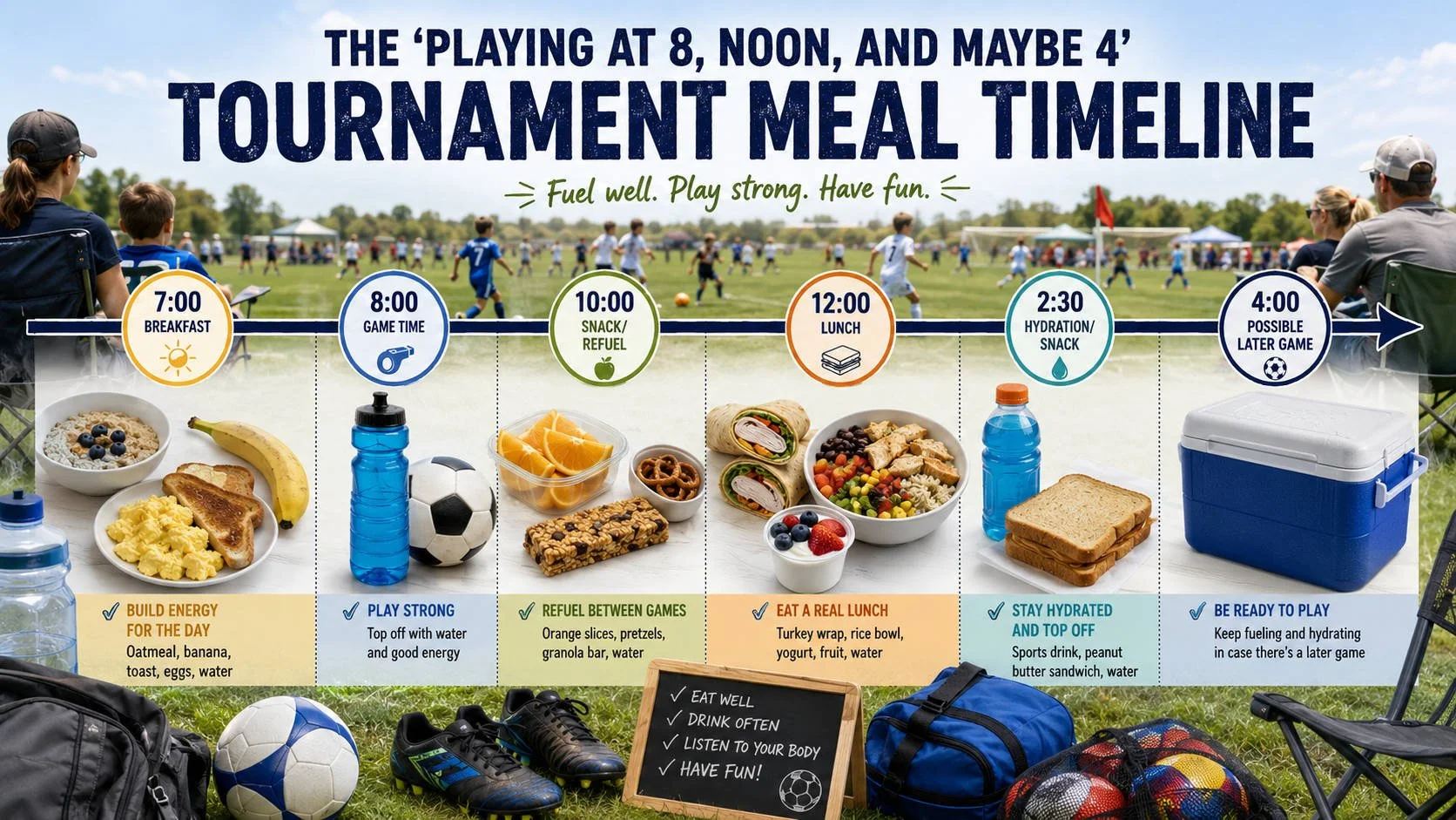 The “Playing at 8, Noon, and Maybe 4” Tournament Meal Timeline