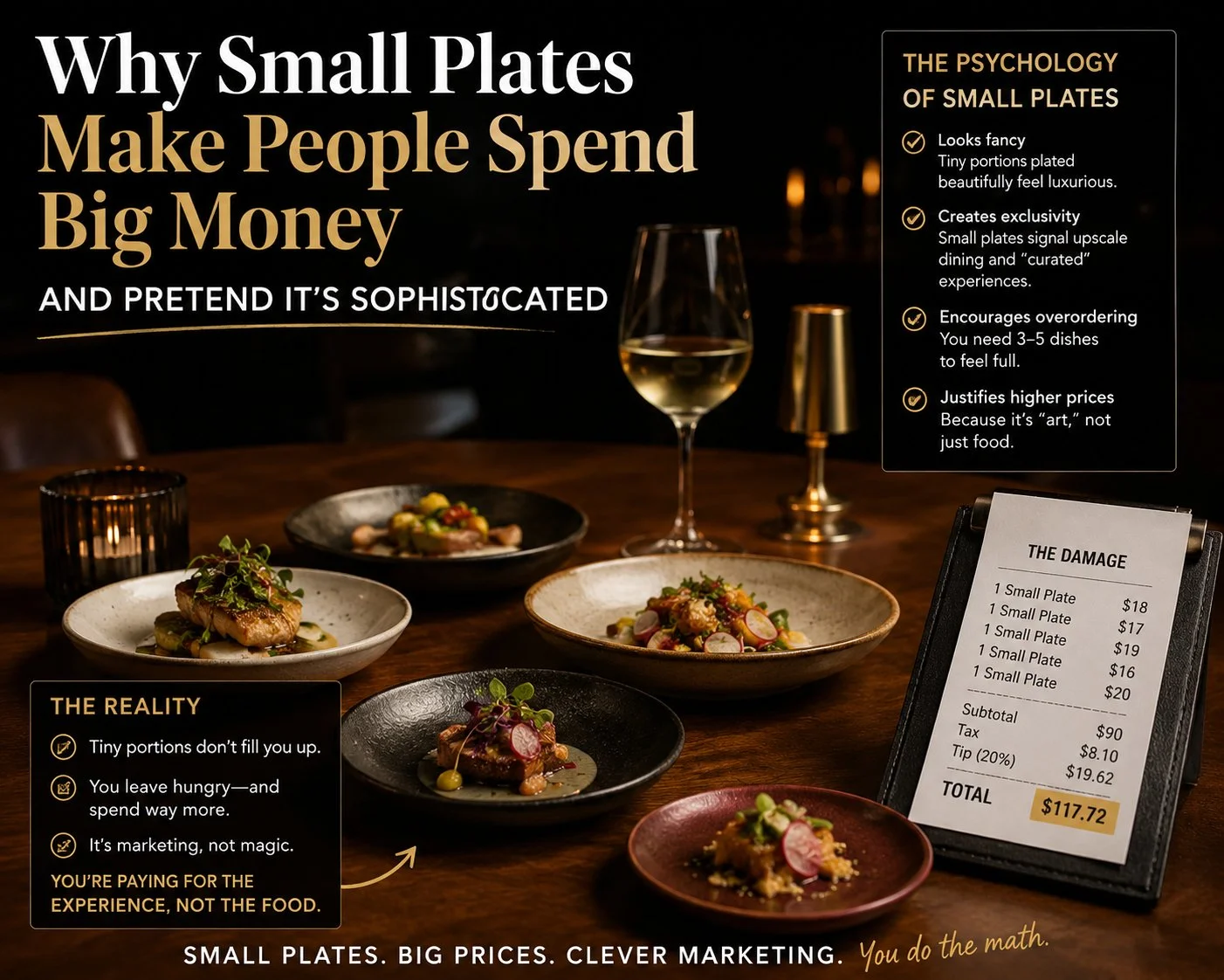 Why Small Plates Make People Spend Big Money and Pretend It’s Sophisticated