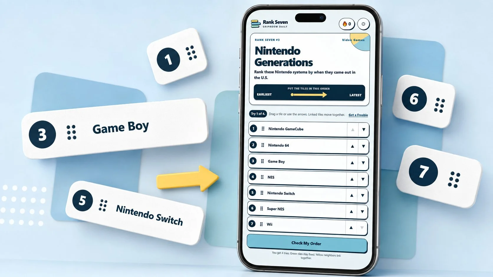 Rank Seven: A Fun Daily Ranking Trivia Game
