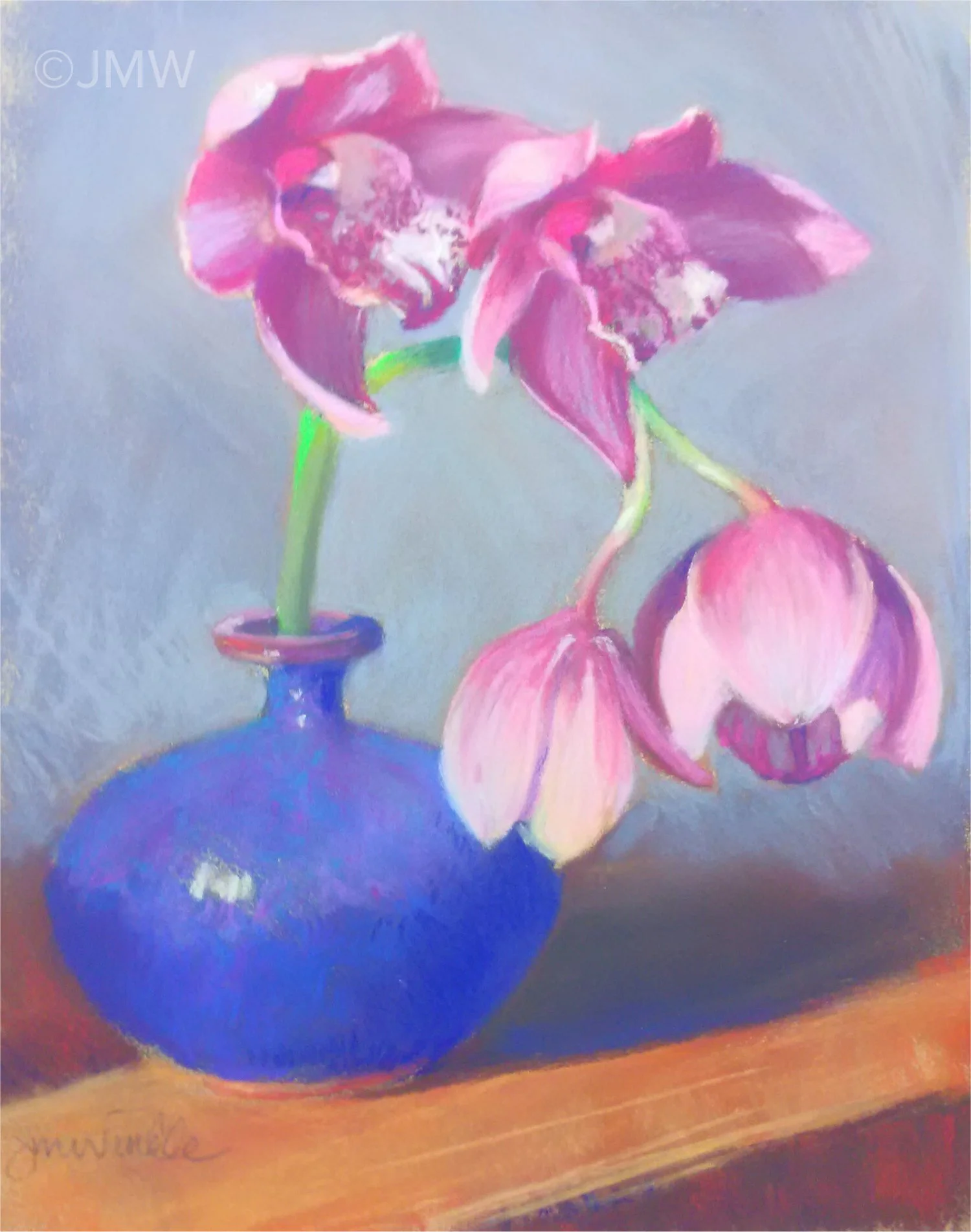 Pink Orchid, pastel on card, 8.5 in x 11in FLORALS.jpg
