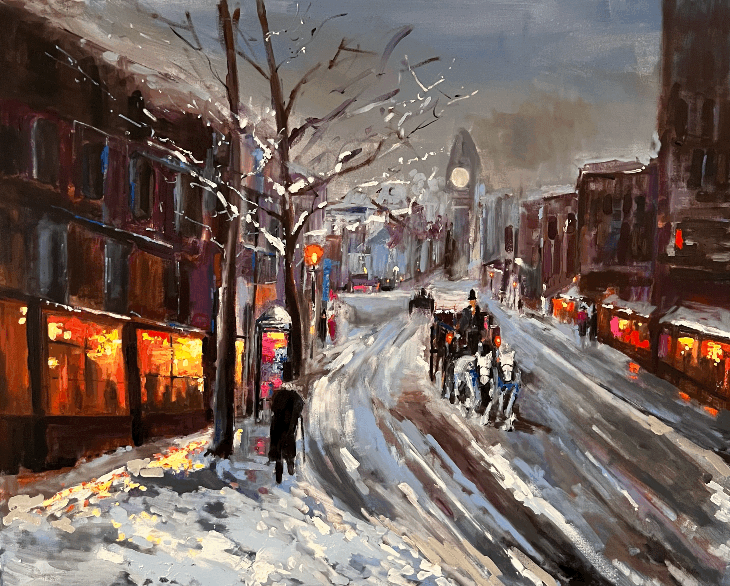 Vintage Winter on Hampstead High Street Fine Art Print