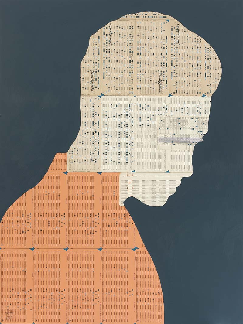 'Lockdown' computer punchcard portrait