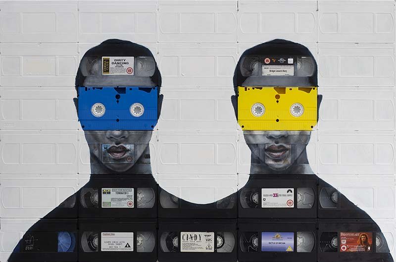 'Matrix' portrait made from VHS tapes