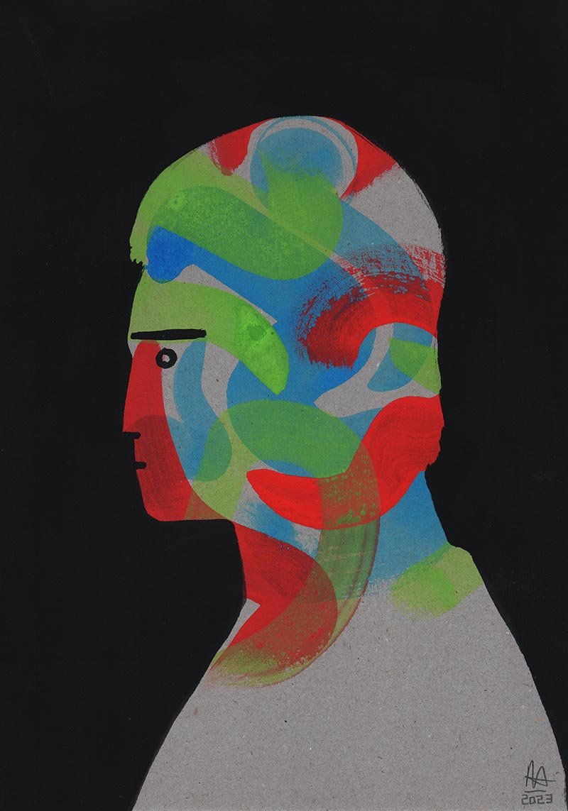 Painting of a person feeling content