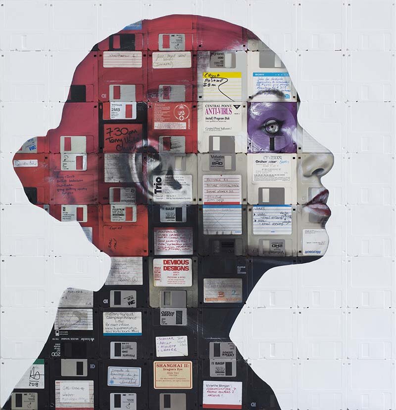 'Devious Designs' floppy art