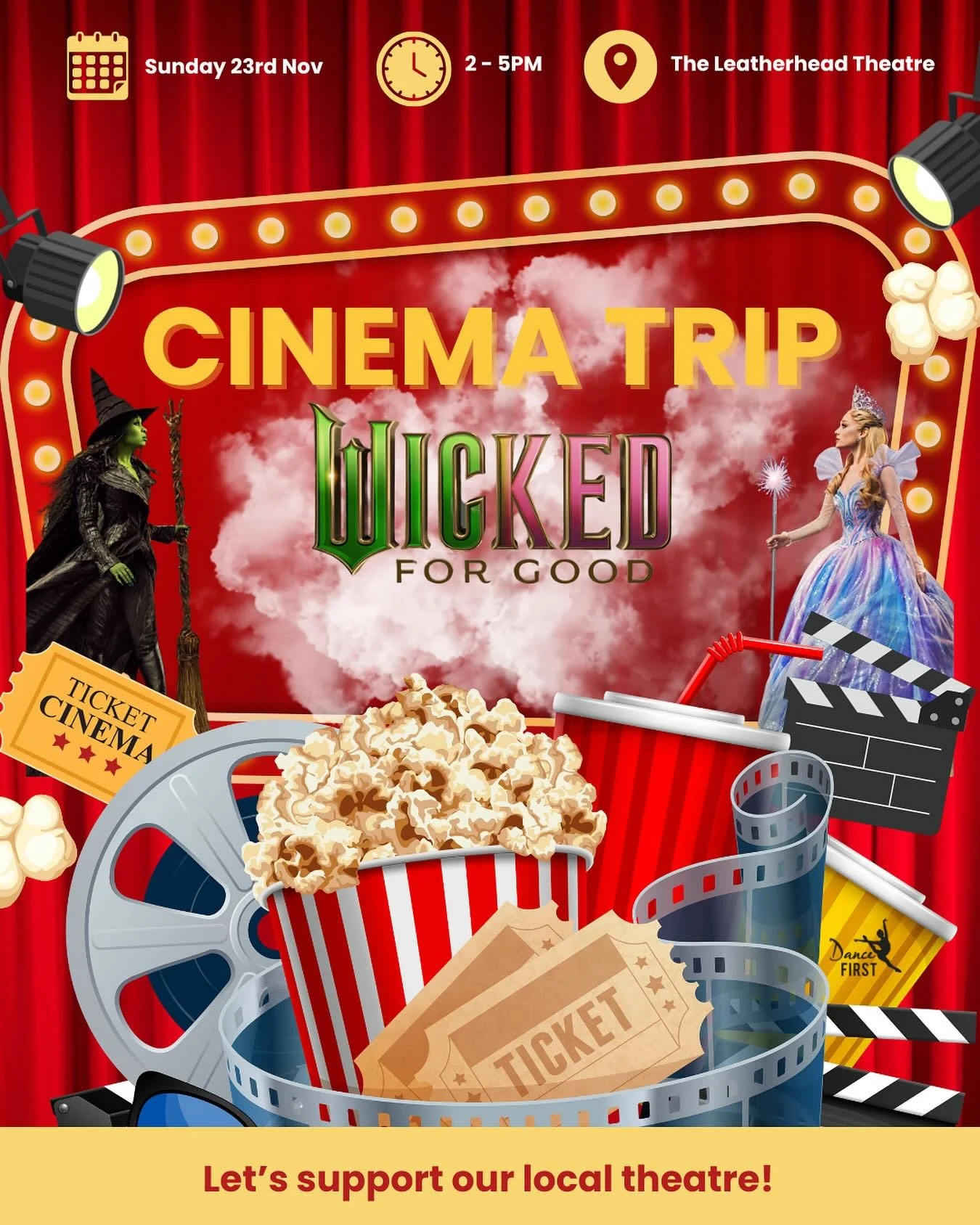 🔮💫🪄WICKED FOR GOOD - CINEMA TRIP 🪄💫 🔮

With show rehearsals about to start and the release of the NEW Wicked film coming out TODAY - we are organising a school cinema trip to the Leatherhead Theatre 🎬

🔮 Sunday 23rd November 
🎭 The Leatherhe