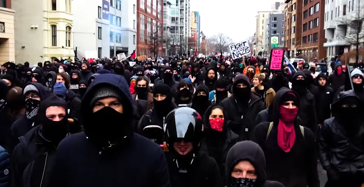 Hundreds of violent communists, known as Antifa, terrorize residents and business owners in Washington D.C. during the 2017 presidential inauguration.