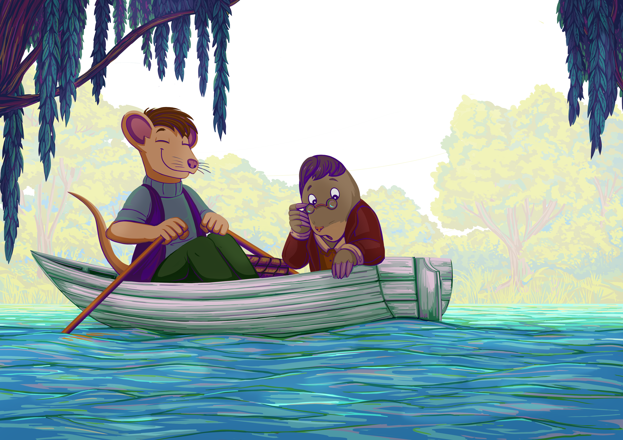 6 Kids illustration portfolio 2026  Mole and Rat Rowing on the River.png