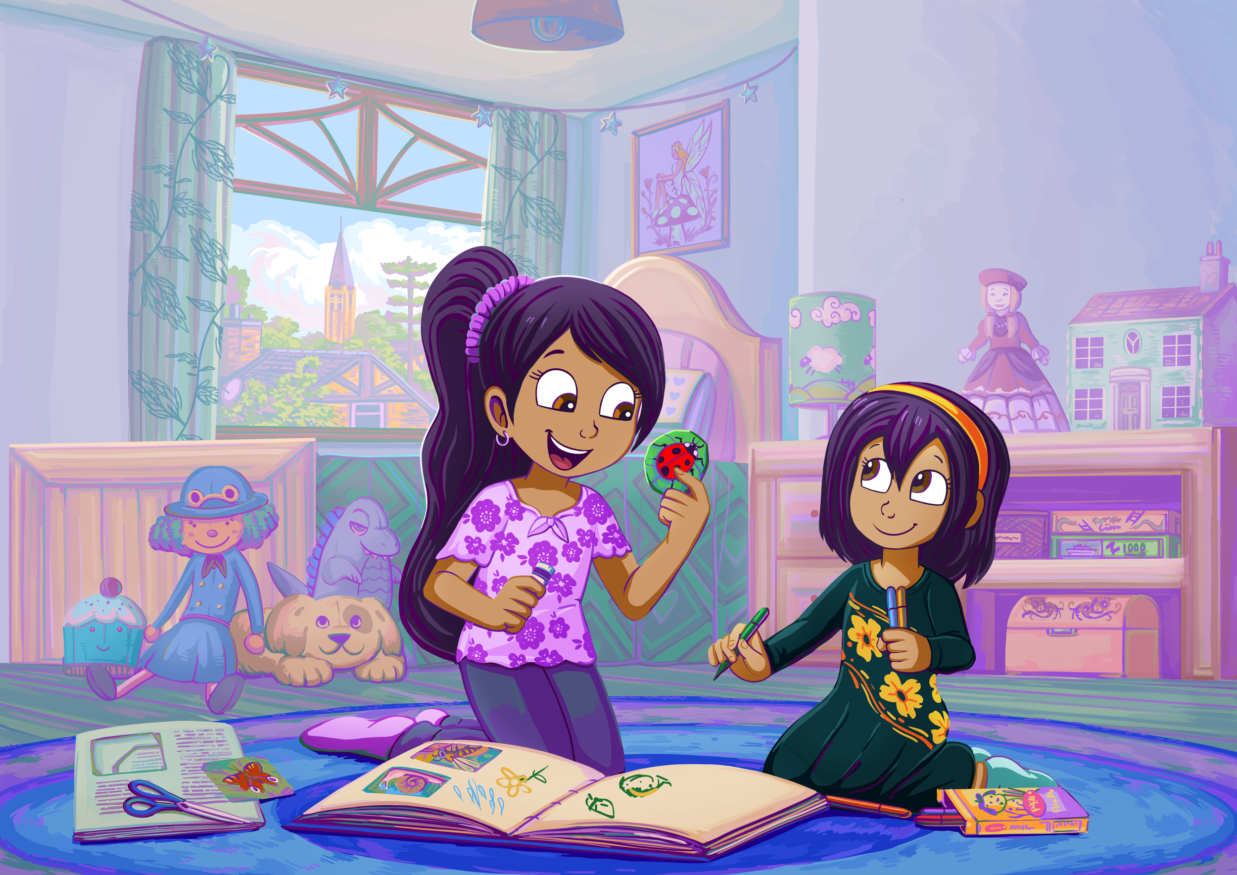 3 Young and Older Sister Playing in Their Bedroom.png