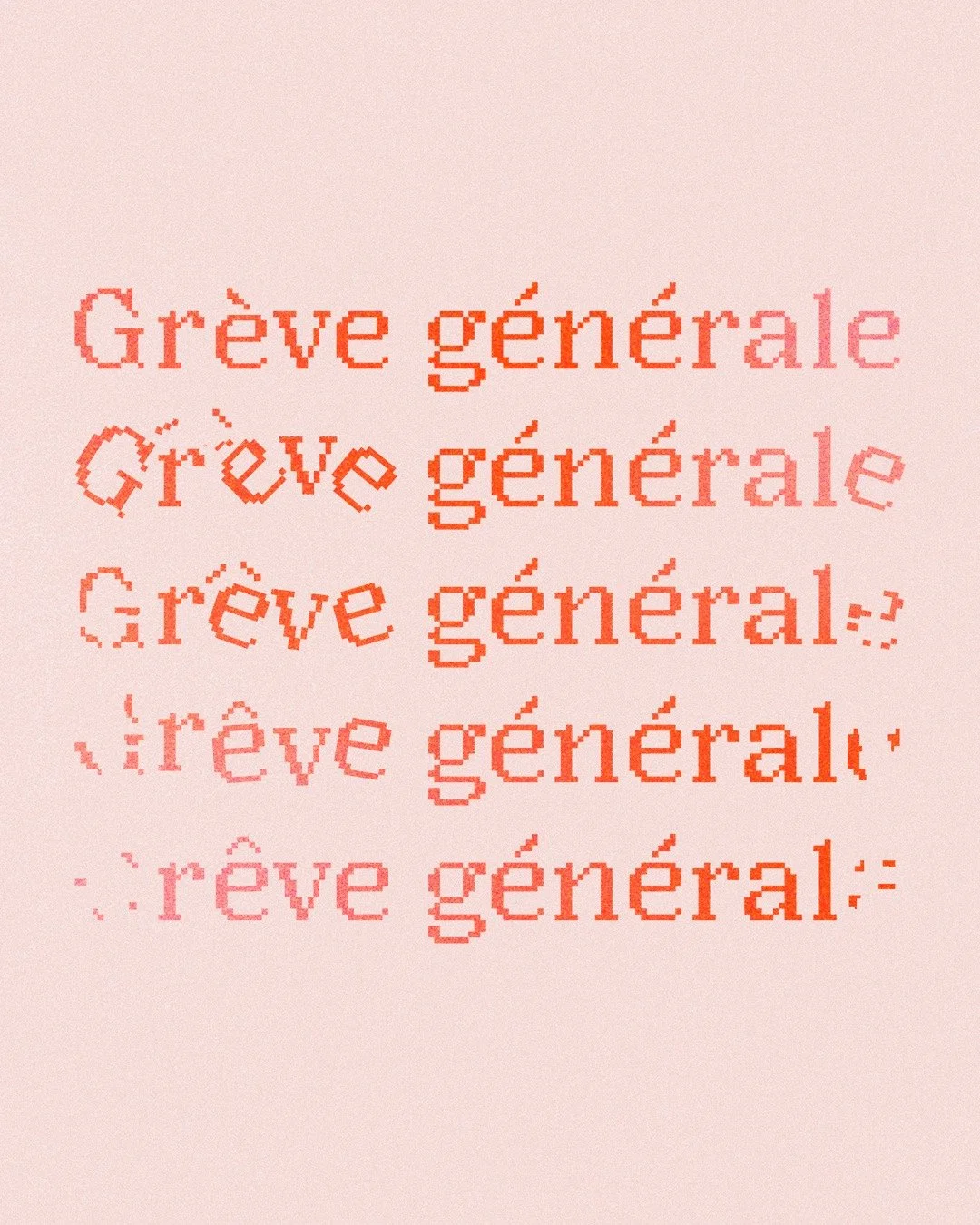 Petite cr&eacute;action du jour !

Une cr&eacute;ation graphique autour de cette paronomase bien connue et au go&ucirc;t du jour !
🔴 gr&egrave;ve g&eacute;n&eacute;rale &rarr; r&ecirc;ve g&eacute;n&eacute;ral

Affiche en r&eacute;ponse &agrave; l'ap