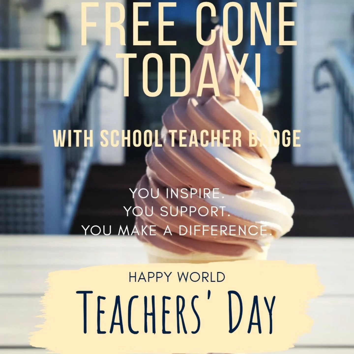 Happy World Teacher's Day! Wear your Teacher's badge from any school &amp; enjoy a small cone @mickeys_ice_cream today!

Shop Open Daily 1-9pm