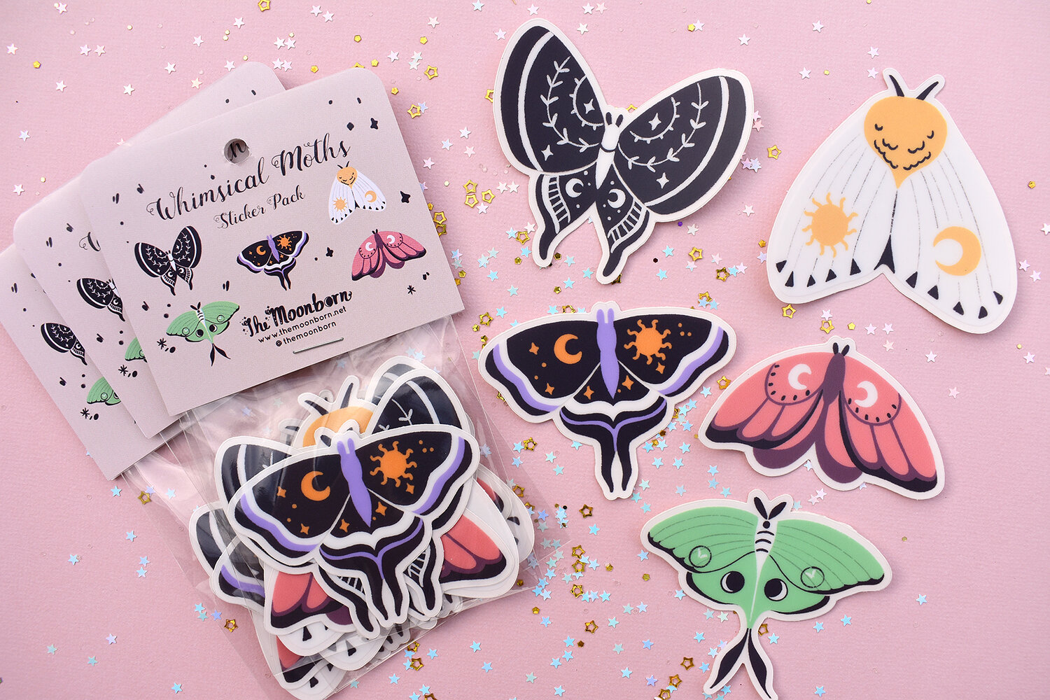 Whimsical Moths Sticker Pack — The Moonborn