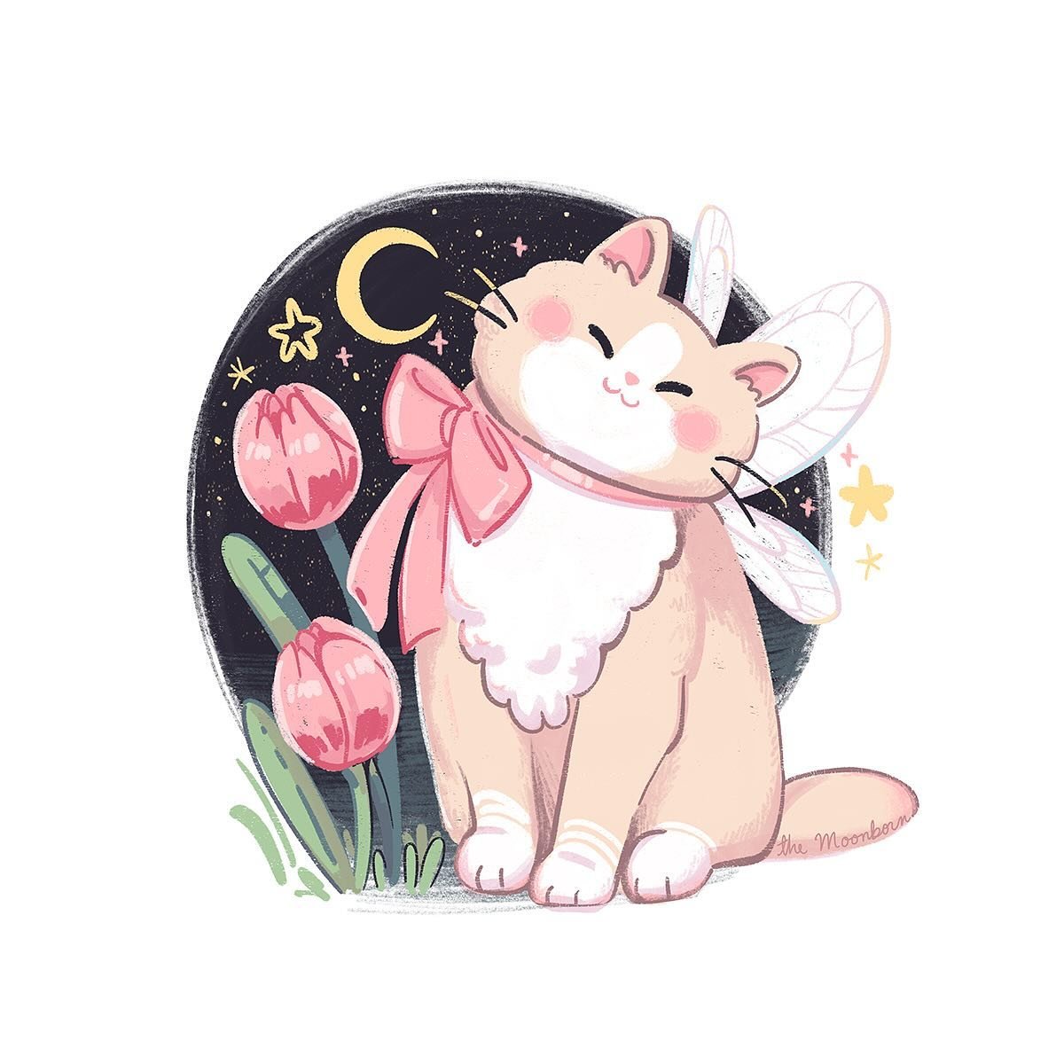 I just realized I never shared this fairy kitty on the main feed?! 

This was such a relaxing drawing to work on. It&rsquo;s exactly what I need this year :)

You can get this as a sticker through my patre*n this month 🎀✨

#cozyart #kitschykittens #