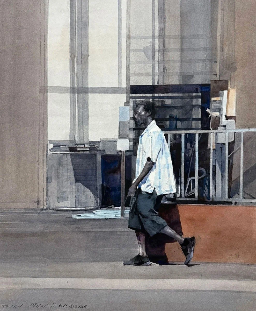 A moment of recognition for Dean Mitchell.

His painting &ldquo;Pacing the City Block&rdquo; has been awarded First Place in the Watercolor Art Society&ndash;Houston's 49th International Watermedia Exhibition.

Mitchell's work is celebrated for its q