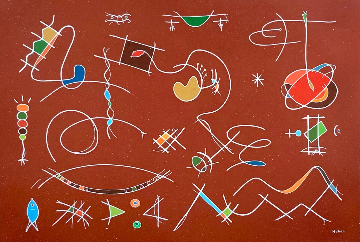  FANTASIE DE FORMAS  (28" x 41"; 29" x 43" framed) Acrylic on canvas. 