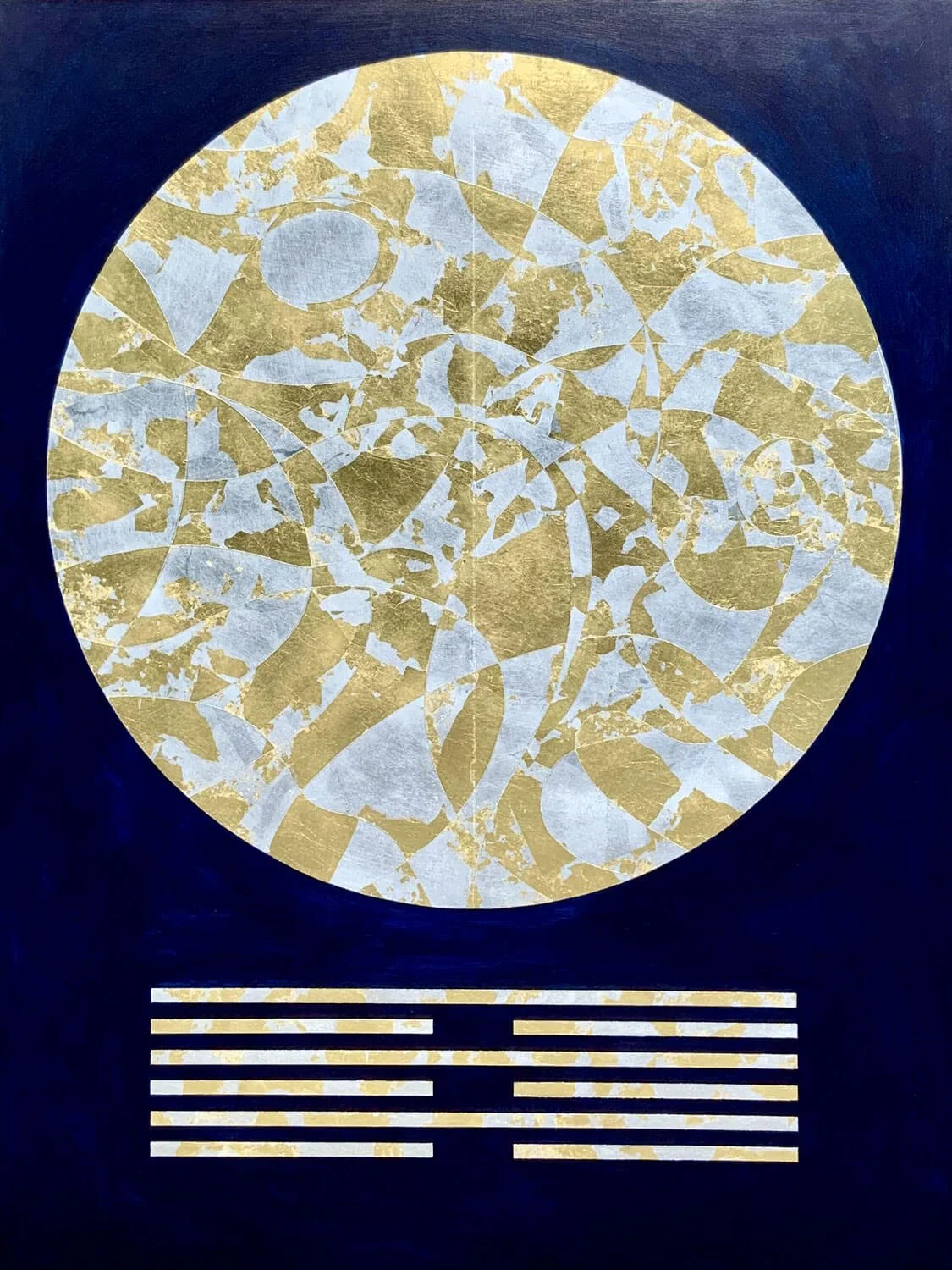  ORBIS LXIV  (48" x 36") Acrylic. Gold and silver metal leaf on panel.