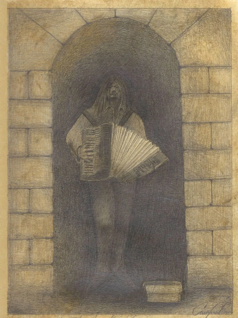 Accordion Player
Pencil 12" x 9"