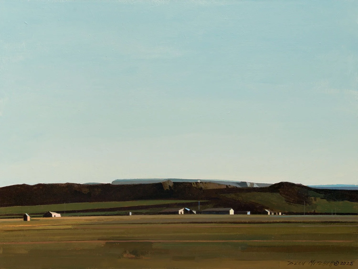  RURAL OUTSKIRTS  (15" x 20"; 20½" x 25½" framed)
 Acrylic on panel. 2025.