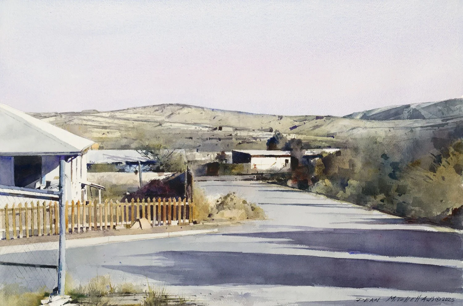  MOUNTAIN ROAD  (15" x 22"; 25 " x 32½" framed)
 Watercolor. 2025.