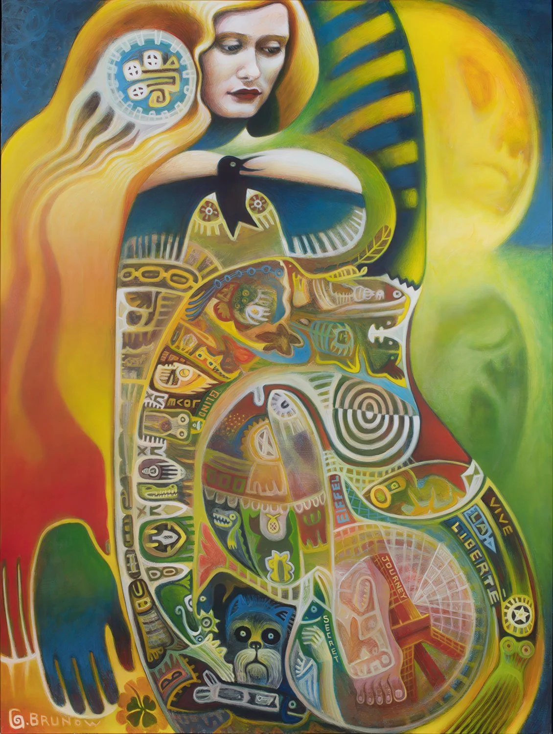  LADY LUCK MOON  (48" x 36"; 49" x 37" framed)  Acrylic on canvas.