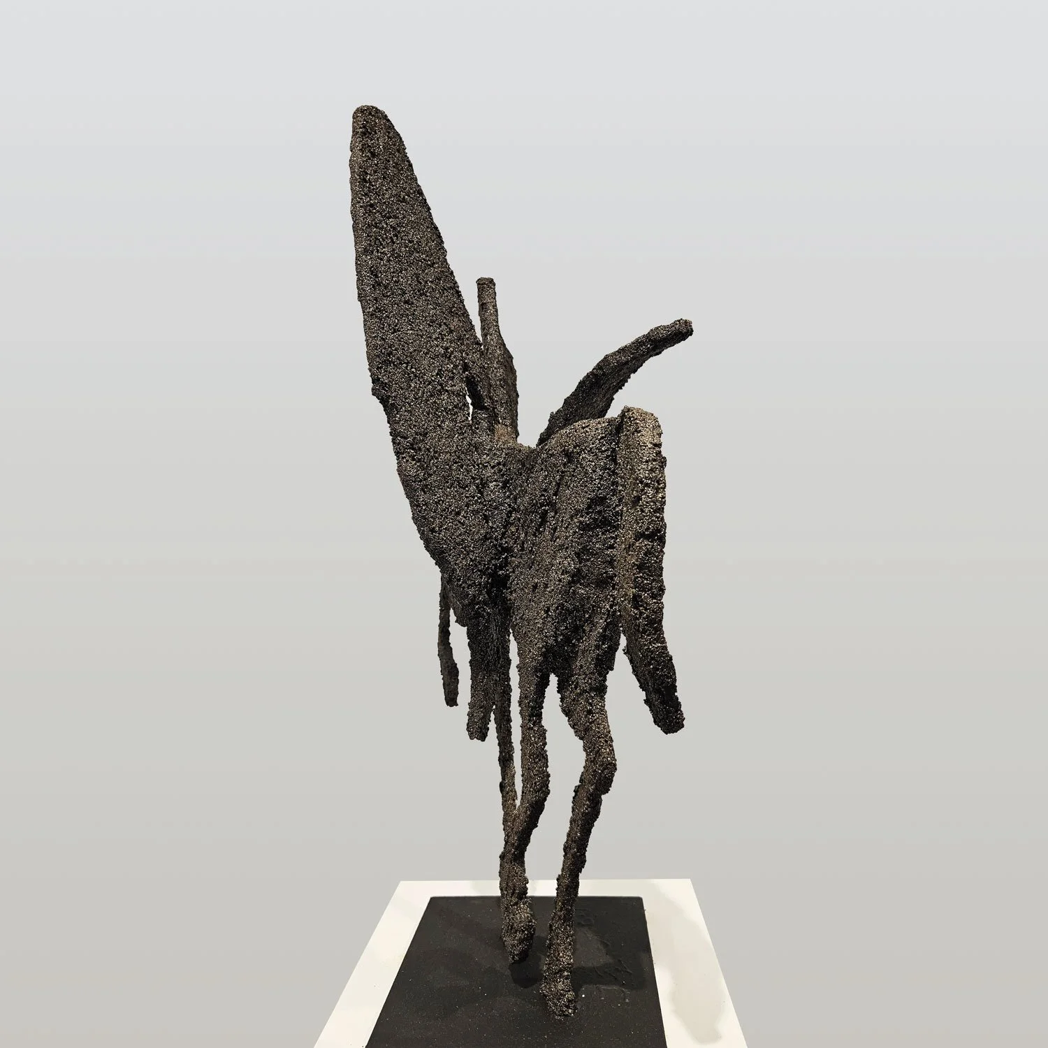  Pegasus V  27" x 20" x 8" (iron base 8" x 8") Resin, sand, and gold leaf.