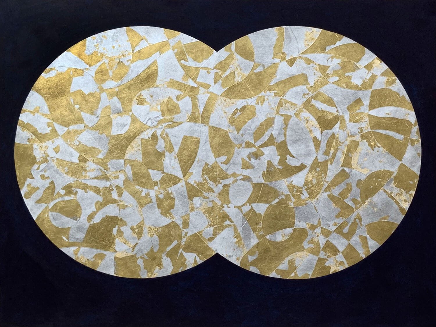  GENESIS  (30" x 40") Acrylic. Gold and silver metal leaf on panel.