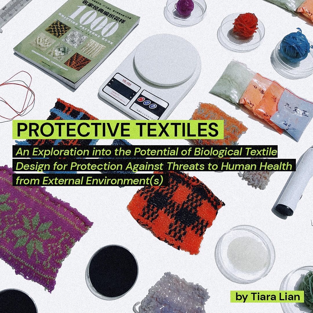 Protective Textiles by Tiara Lian (@tiara_lian97) explores the use of algae as a sustainable material by creating bio yarn and bio plastics that can be used for knitting and embroidery. 🧵🪡

Tiara writes: &ldquo;This project is about using clothing,