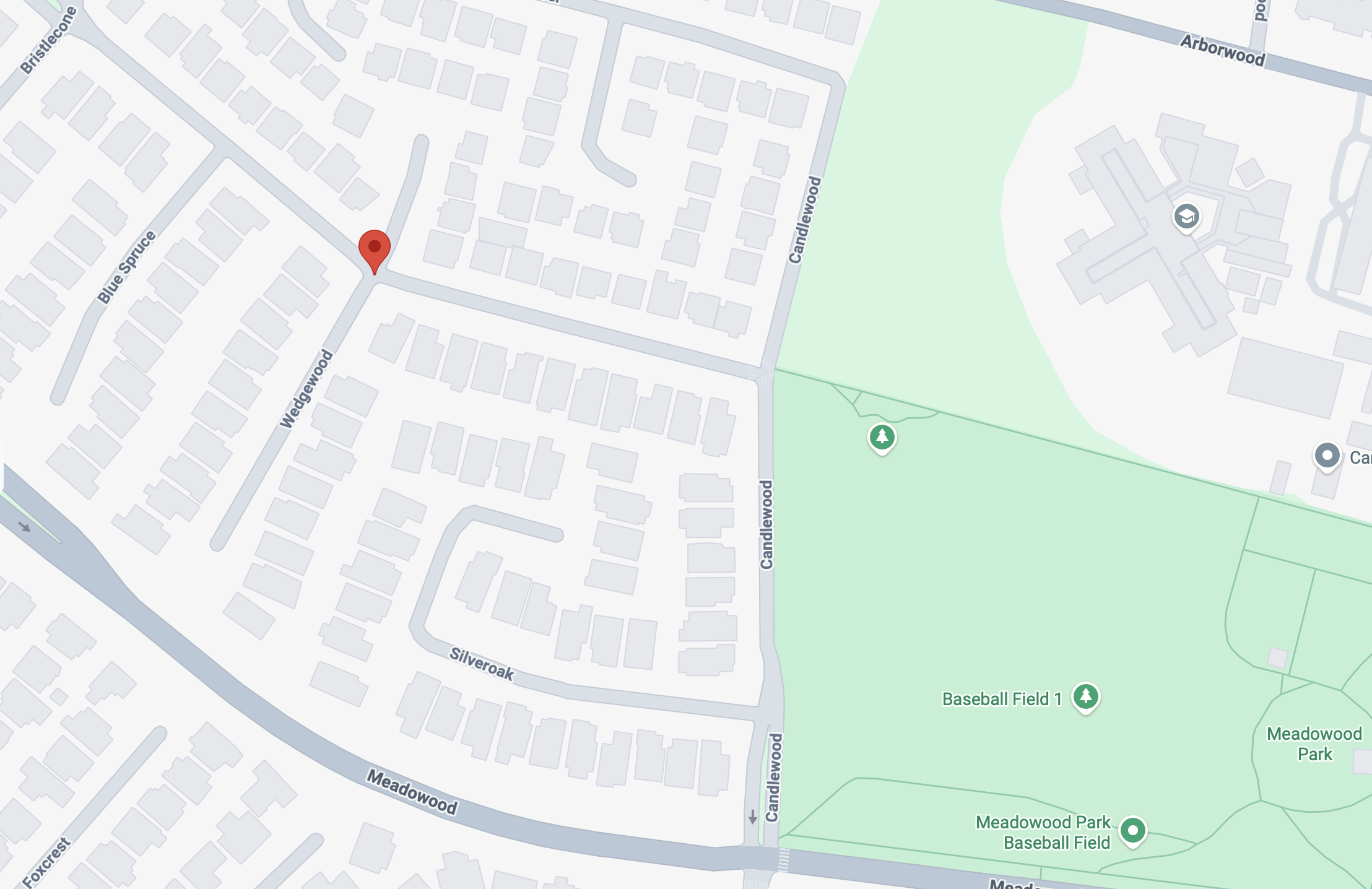 Map showing where a rabid bat was discovered near Meadowood Park in Irvine