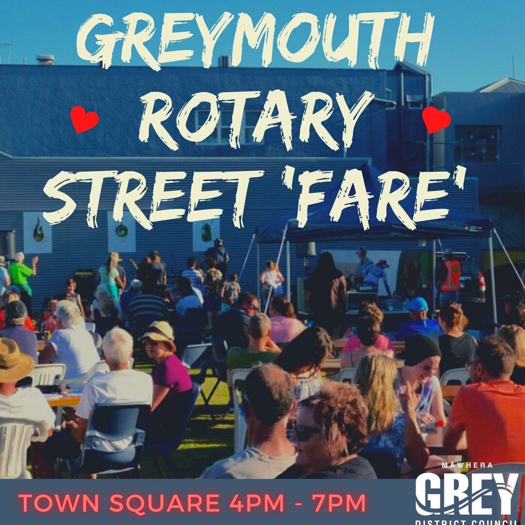 THE GREYMOUTH ROTARY STREET FAIR,  is held inside the Town Square on Sunday 14 February 2021. You will find food and craft stalls along with live music to enjoy on the night. Only 5 minutes walk from Noah's Ark Backpackers.

For more information on t