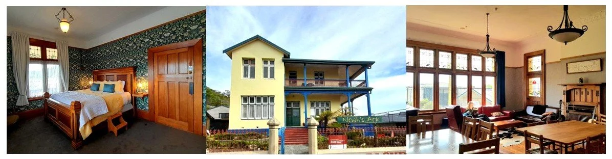 Historical charming property, stylish bedroom with vintage furnishings a large dining room with leather sofas.