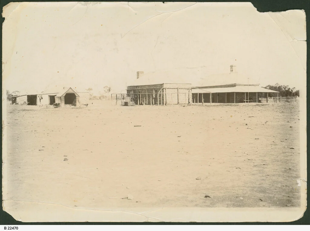 Photo 1) Overland telegraph station at Tennant Creek. Approximately 1880