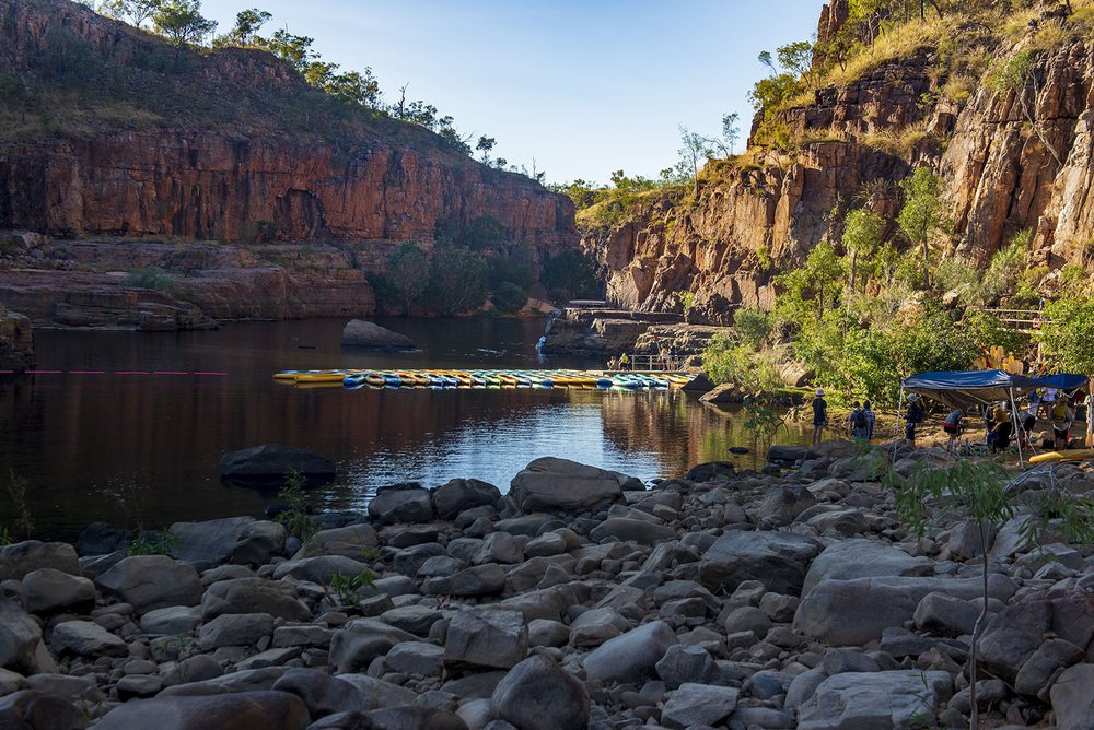 Canoes on moorings, start of the second gorge