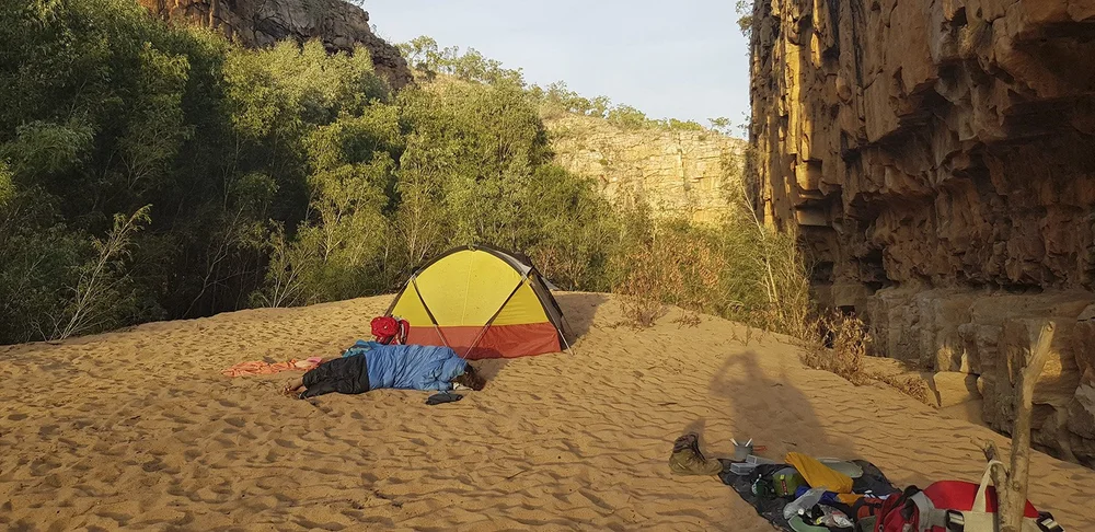 Smitt Rock campsite on a sandy beach 