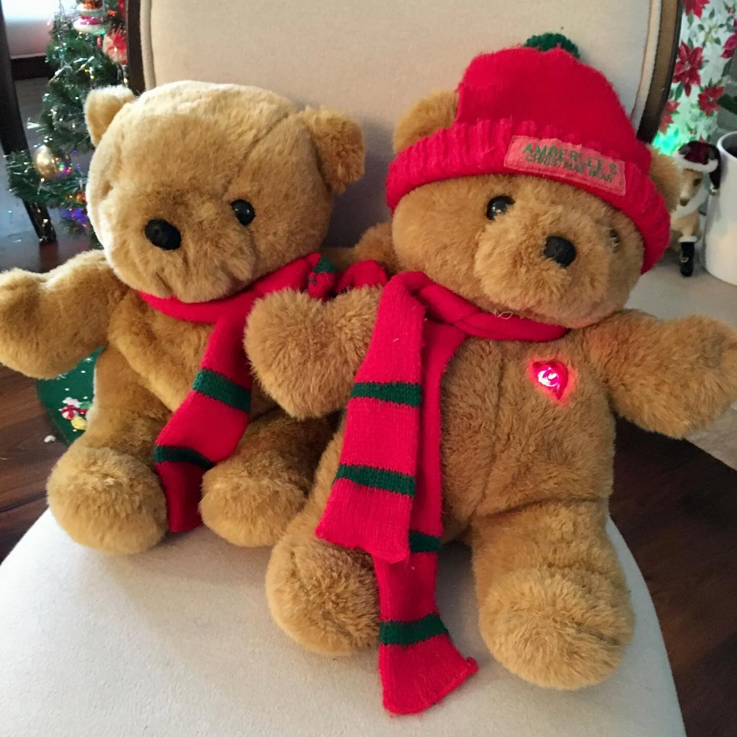 Christmas bear couldn&rsquo;t sing for a few years because his button and battery pack were broken. I found another one and bought it to rip up for parts but it was broken too.  Long story short they both can sing their Christmas songs now!!