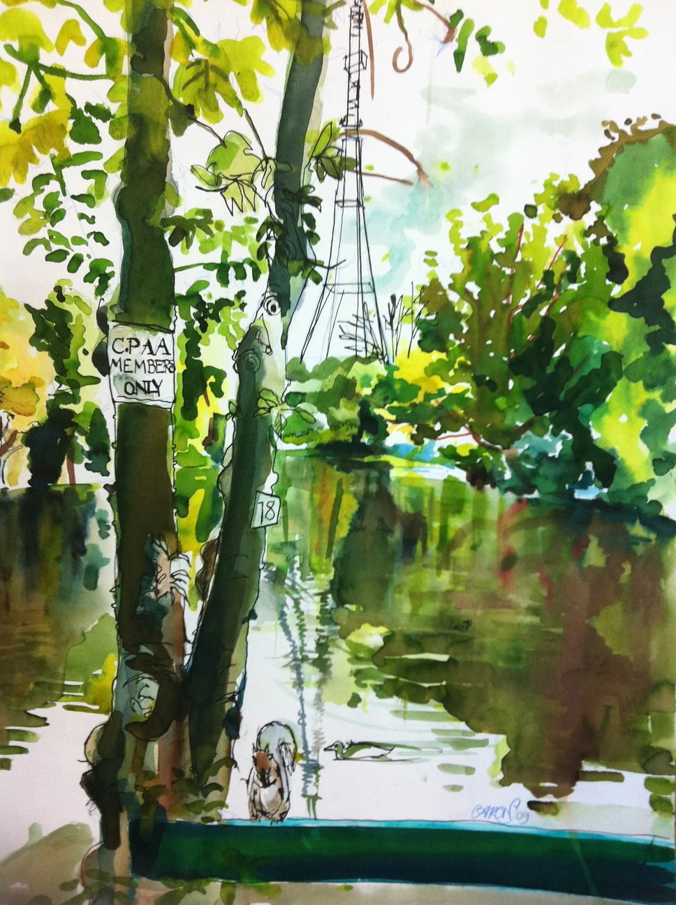 Crystal Palace Fishing Lake II, watercolour, 30 x 42 cm