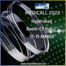 Event poster for MEDICALL 2023 at Hyderabad, Booth C9, Hall 2, from March 17 to 19.