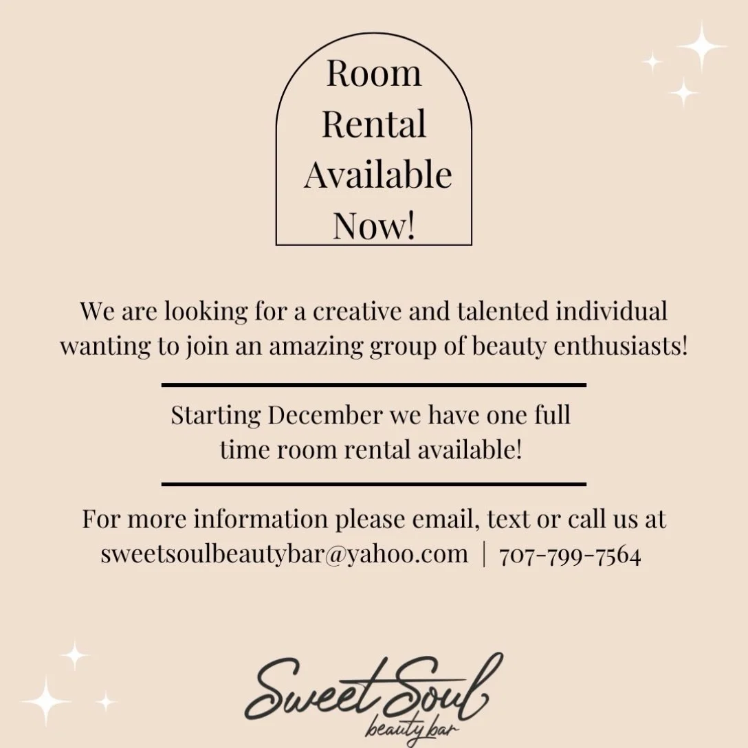 A room at Sweet Soul Beauty Bar is opening up this December, and we&rsquo;re looking for the right person to make it theirs. 🤎

If you&rsquo;re a talented beauty professional looking for a beautiful, welcoming space to grow your business, we&rsquo;d