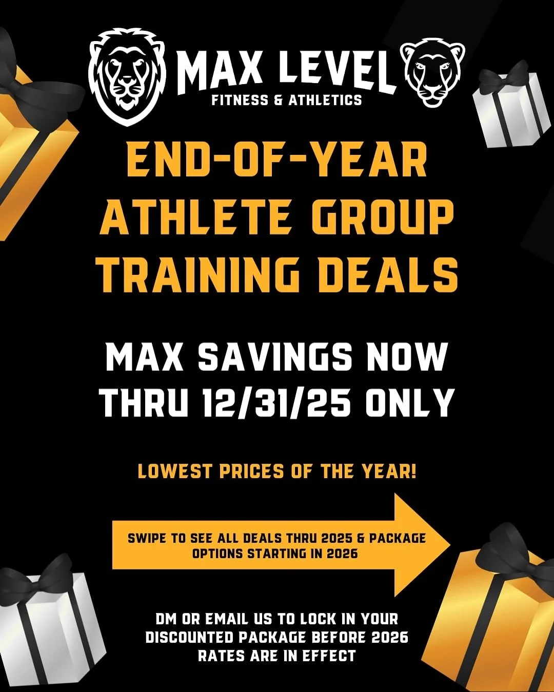 🚨 END OF YEAR BLACKOUT SALE &mdash; ATHLETE EDITION 🚨

Our lowest athlete pricing of the year is officially LIVE &mdash; but only through December 31!

💥 Lock in your discounted 2025 Athlete Group Training rates before all pricing updates to stand