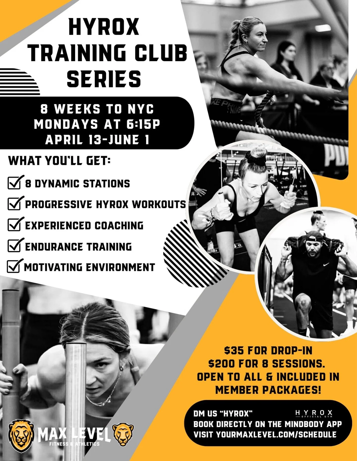 8 weeks ➡️ NYC HYROX!

The next @hyroxworld Training Club kicks off Monday, April 13.

✔️ 8 dynamic stations (and then some)
✔️ Progressive race-style workouts + simulations
✔️ Coaches who&rsquo;ve actually done it

Mondays 6:15PM | April 13 &ndash; 