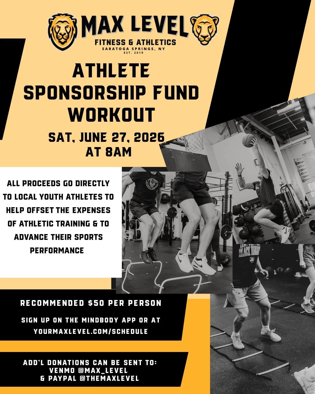🦁💛 SUMMER ATHLETE SPONSORSHIP FUND WORKOUT 💛🦁

Join us Saturday, June 27 at 8:00 AM for a workout that won&rsquo;t just feel good&mdash;it will DO good.

Every dollar raised goes directly toward helping local youth athletes access high-quality st