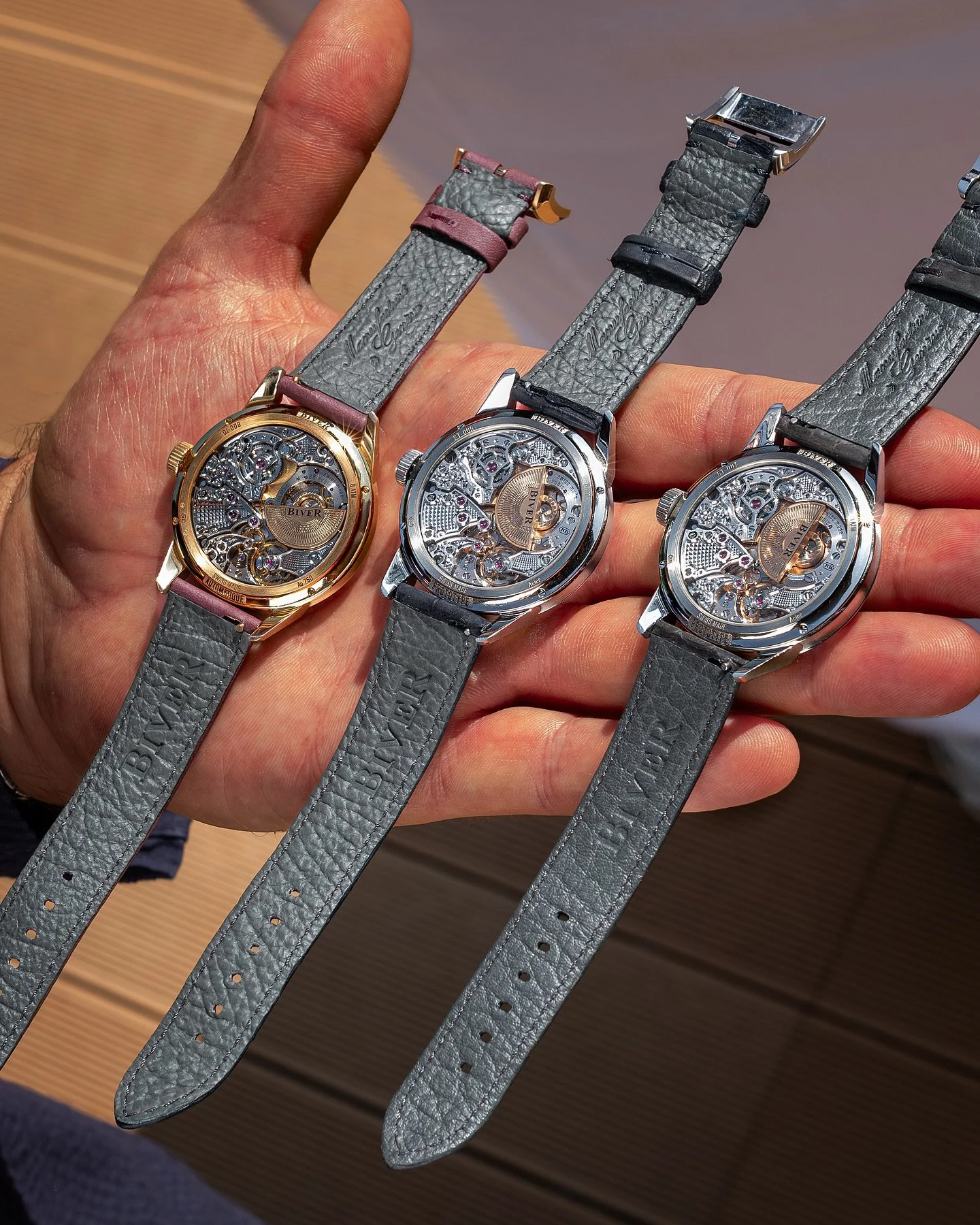 A triple Automatique threat from @biverwatches:

The Oeil de Fer&nbsp;stone
The Quartzite w/ blue sapphires
The Lavender Jade w/ baguettes

10/10 hand modelling from @justinhast 

@jcbiver
@pierrebiver
