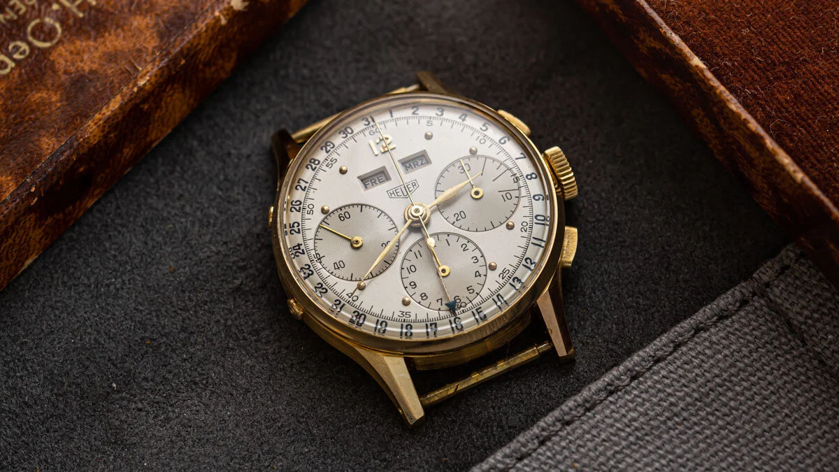 Barn Find: Vintage Heuer Triple Calendar Chronograph Gold c.1940s